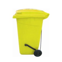 240 Litre Sarı Plastik Çöp Konteyneri Pedallı