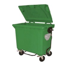 770 Litre Yeşil Plastik Çöp Konteyneri Pedallı