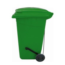 240 Litre Yeşil Plastik Çöp Konteyneri Pedallı