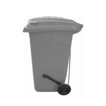 240 Litre Gri Plastik Çöp Konteyneri Pedallı