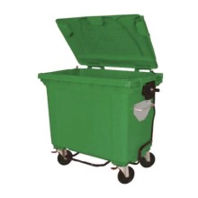 660 Litre Yeşil Plastik Çöp Konteyneri Pedallı