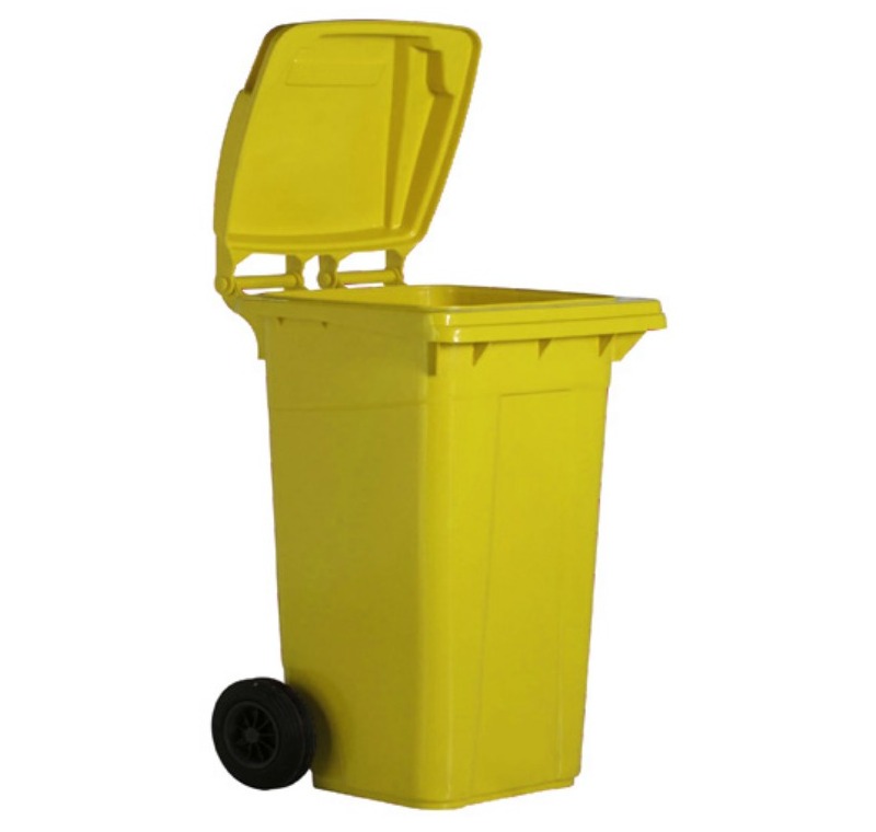 240 Litre Sarı Plastik Çöp Konteyneri