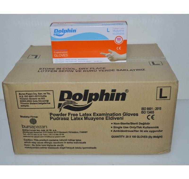 Dolphin Beyaz Lateks Eldiven Pudrasız ( L ) -ALP-130