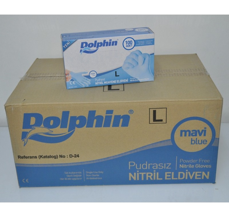 Dolphin Mavi Lateks Eldiven Pudrasız ( L ) -ALP-133