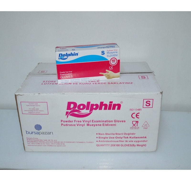 Dolphin Beyaz Vinyl Eldiven Pudrasız ( S ) -ALP-134